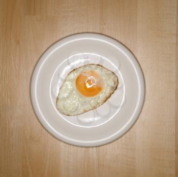 One fried egg on plate.