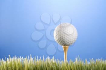 Royalty Free Photo of a Golf ball on a Tee in the Grass