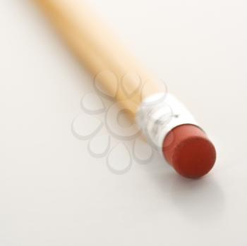 Royalty Free Photo of a Selective Focus of an Eraser on a Pencil