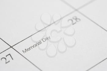 Royalty Free Photo of a Close-up of a Calendar Displaying Memorial Day