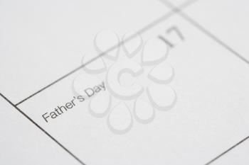 Royalty Free Photo of a Close-up of a Calendar Displaying Fathers Day