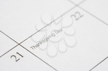 Royalty Free Photo of a Close up of calendar displaying Thanksgiving Day