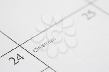 Royalty Free Photo of a Close-Up of Calendar Displaying Christmas