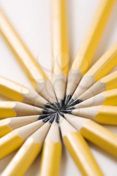 Royalty Free Photo of Pencils Arranged in a Symmetrical Star Shape