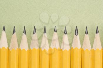Royalty Free Photo of Sharp Pencils Arranged in a Row