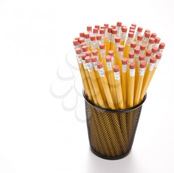 Royalty Free Photo of a Group of Pencils in a Pencil Holder