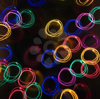 Royalty Free Photo of Multicolored Lights Forming an Abstract Circular Pattern From Motion Blurs 