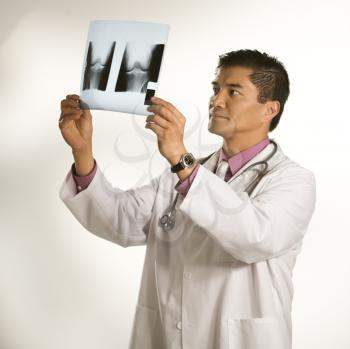 Royalty Free Photo of an Asian American Doctor Examining X-Rays