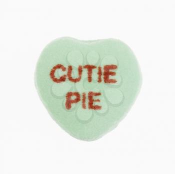 Royalty Free Photo of a Candy Heart That Reads Cutie Pie 