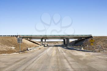 Royalty Free Photo of a Highway With an Overpass Bridge
