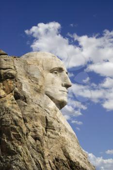 Royalty Free Photo of Profile of George Washington Carving in Mountain at Mount Rushmore, South Dakota