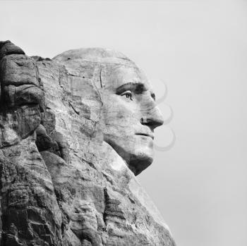 Royalty Free Photo of a Profile of George Washington Carving in Mountain at Mount Rushmore, South Dakota