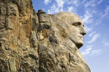 Royalty Free Photo of a Profile of George Washington Carving at Mount Rushmore National Monument, South Dakota