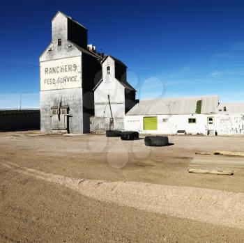 Royalty Free Photo of Feed Storage Building in a Rural Setting