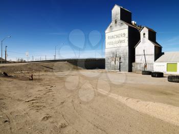 Royalty Free Photo of a Feed Storage Building in a Rural Setting