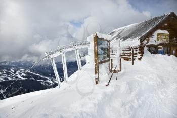 Royalty Free Photo of a Ski Patrol Office at the Top of a Slope in Whistler, Canada