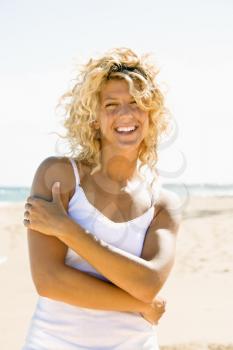 Royalty Free Photo of a Woman Smiling on a Maui, Hawaii Beach