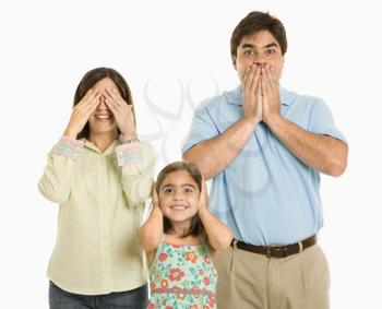 Royalty Free Photo of a Family Doing Hear No Evil, See No Evil, Speak No Evil Gestures