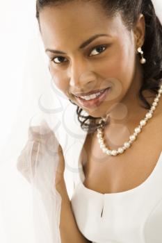 Royalty Free Photo of a Portrait of an African American Bride Smiling