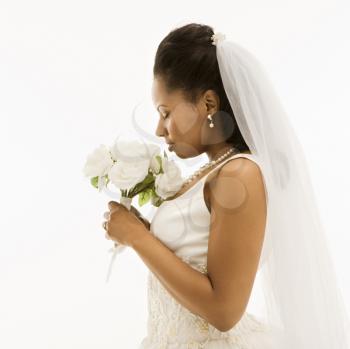 Royalty Free Photo of an African-American Bride on a White Background