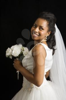 Royalty Free Photo of an African American Bride Smiling