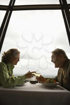 Royalty Free Photo of an Older Couple Dining in a Fancy Restaurant