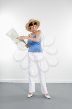 Royalty Free Photo of a Woman Holding a Map