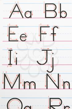Alphabet handwriting practice work sheet.
