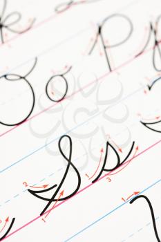 Royalty Free Photo of a Close-up of a Cursive Handwriting Practice Page