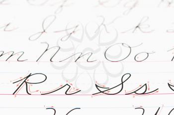 Royalty Free Photo of a Close-up of a Cursive Handwriting Practice Page
