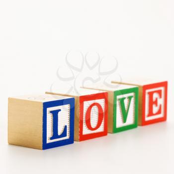 Royalty Free Photo of Alphabet Toy Building Blocks Spelling the Word Love