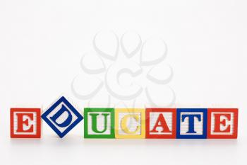 Royalty Free Photo of Alphabet Toy Building Blocks Spelling the Word Education