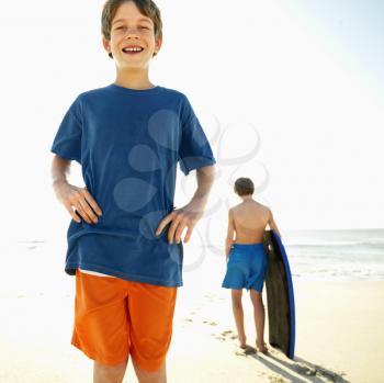 Royalty Free Photo of Two Boys on a Beach