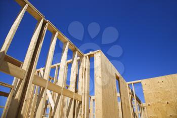 Royalty Free Photo of a New Construction Framework For a House
