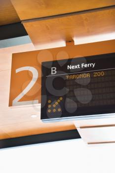 Royalty Free Photo of a Departure Board for Ferryboats in Sydney, Australia