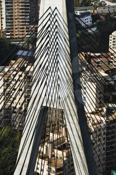 Royalty Free Photo of an Aerial View of Detail of Anzac Bridge and Buildings in Sydney, Australia
