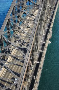 Royalty Free Photo of a Detail Aerial View of Sydney Harbour Bridge in Sydney, Australia