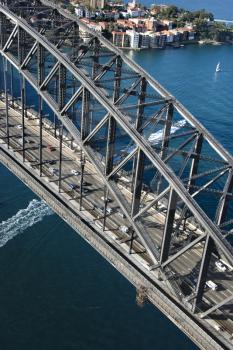 Royalty Free Photo of a Detail Aerial View of Sydney Harbour Bridge in Sydney, Australia