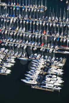Royalty Free Photo of an an Aerial View of Boats Docked in Rushcutters Bay, Australia
