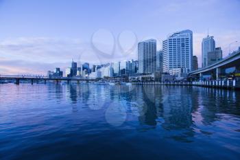 Royalty Free Photo of Darling Harbour and Skyscrapers in Sydney, Australia