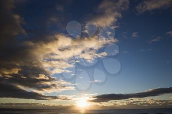 Royalty Free Photo of Clouds at sunset Over the Ocean in Surfers Paradise, Australia