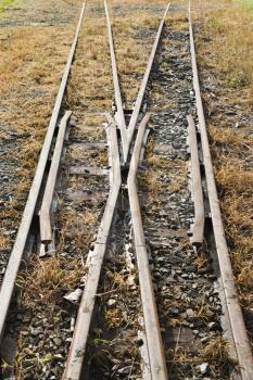 Royalty Free Photo of a Railway track turnout breaking into two different directions
