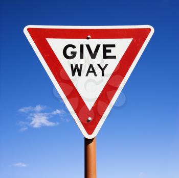 Royalty Free Photo of a Humorous Road Sign Reading Give Way in Australia