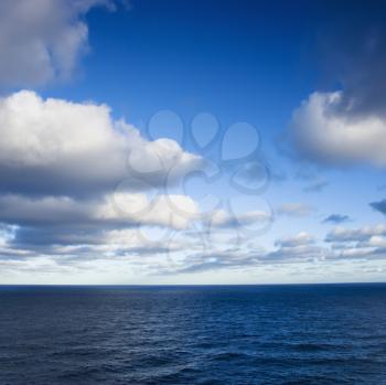 Seascape with cumulus clouds in Australia.