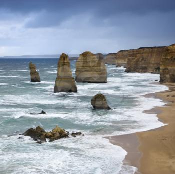 Royalty Free Photo of Twelve Apostles Rock Formation on Coastline as Seen from the Great Ocean Road, Australia