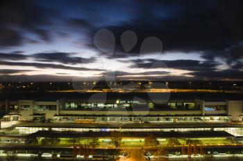 Royalty Free Photo of an Above View of Melbourne, Australia Airport at Night