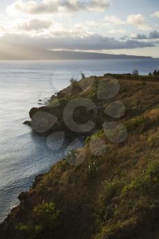 Royalty Free Photo of a Pacific Ocean With Coastal Cliff