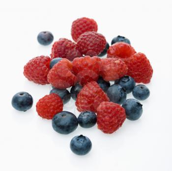 Royalty Free Photo of Mixed Blueberries and Raspberries