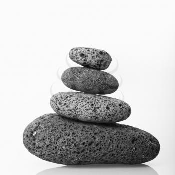 Royalty Free Photo of Cairn Made of Smooth Stones Stacked Together