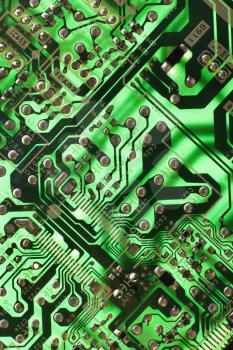 Royalty Free Photo of a Green Circuit Board Detail